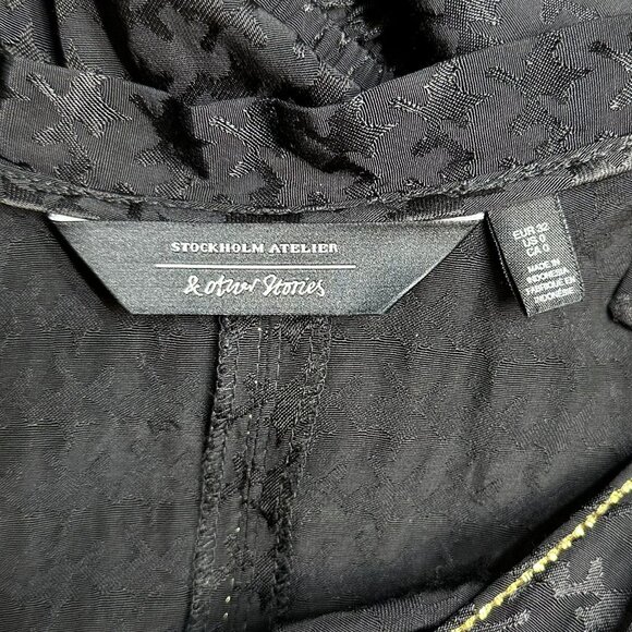 NWOT & Other Stories Stockholm Atelier Black Houndstooth Midi Dress Size 0 - Picture 4 of 8